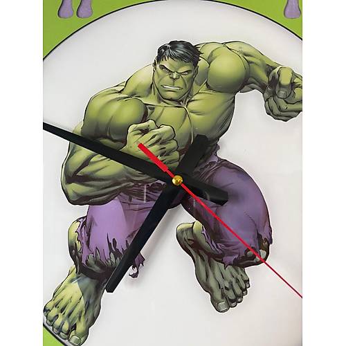 PELNCE KIDS - Hulk ( Yeil Dev ) Temal Ahap ocuk Odas Duvar Saati - 40 cm