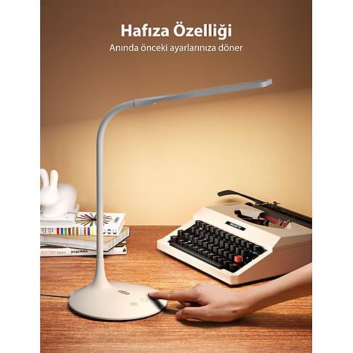 TAOTRONICS TT-DL1004-W ESNEK PARLAKLIK AYARLI 3 RENK LED BEYAZ MASA LAMBASI