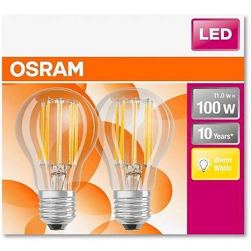 OSRAM 4058075330474 LED Flament 11W Sar Ik E27 2'Li