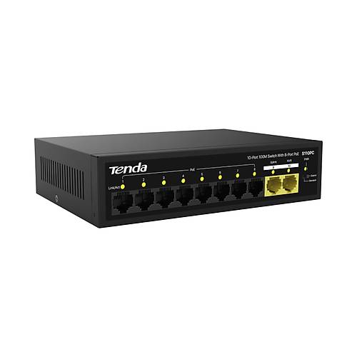 TENDA S110PC 8 Port PoE 10-Port 10/100 PoE Switch