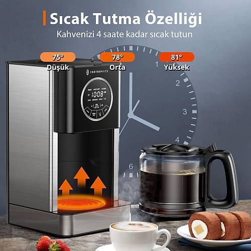 TAOTRONICS TT-CM001 12 Fincan Kapasiteli Dokunmatik Ekranl Programlanabilir Kahve Makinesi