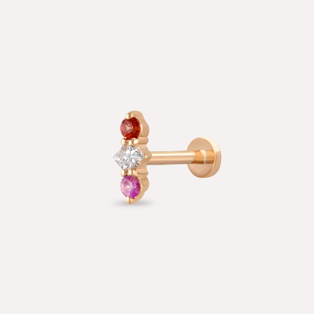 Yakut Safir Taşlı Minimal Piercing