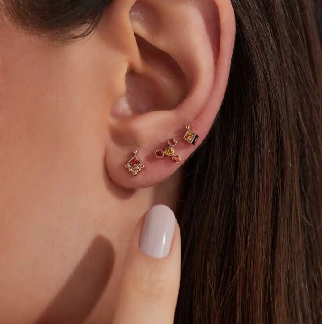 3 Renkli RoseGold Piercing