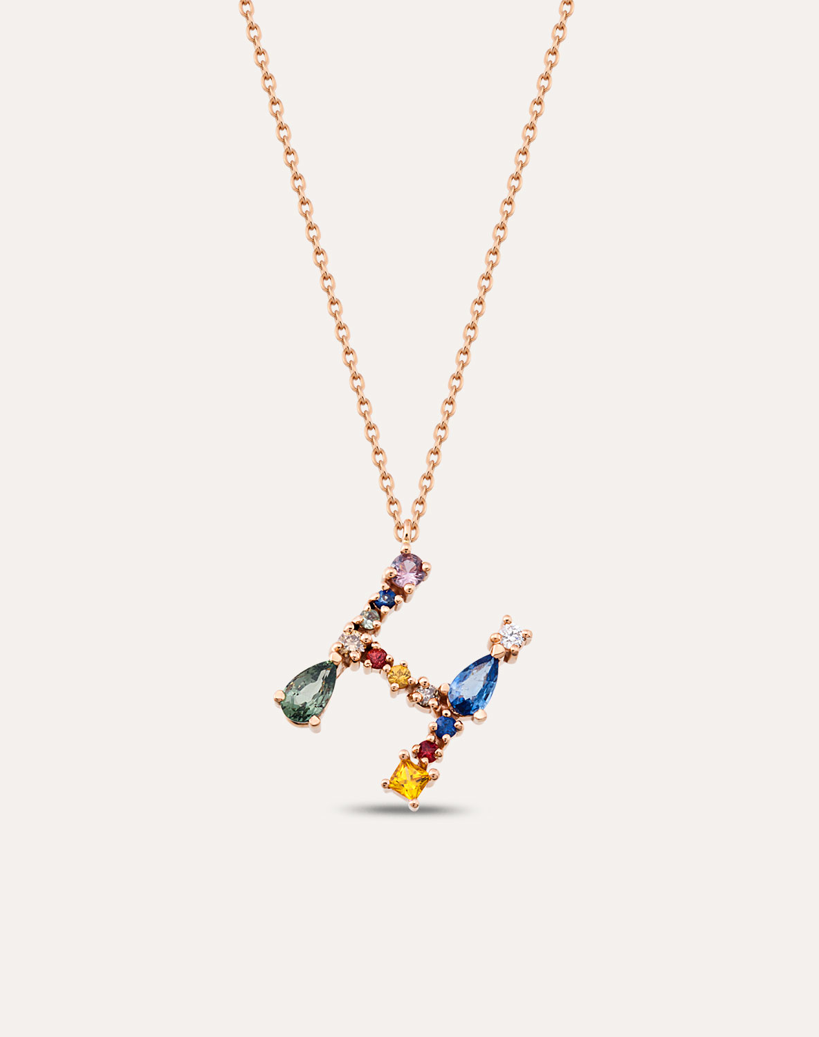 Multicolor H Harf Kolye