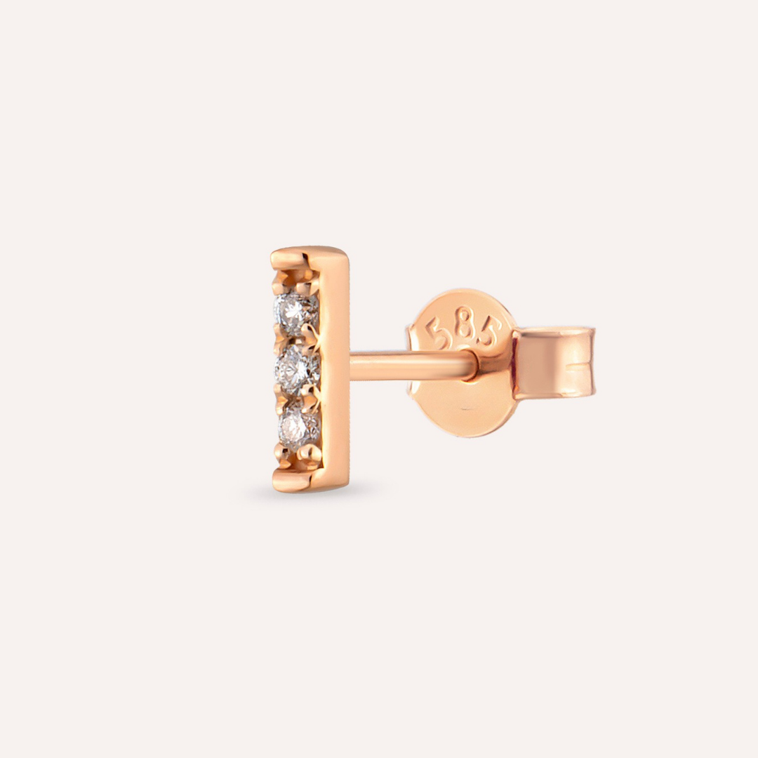 Minimal RoseGold Pırlanta Küpe