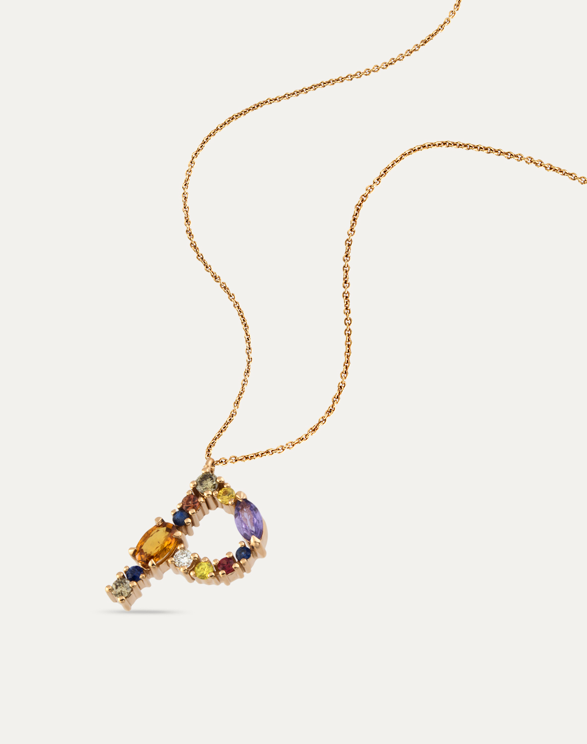 Multicolor P Harf Kolye