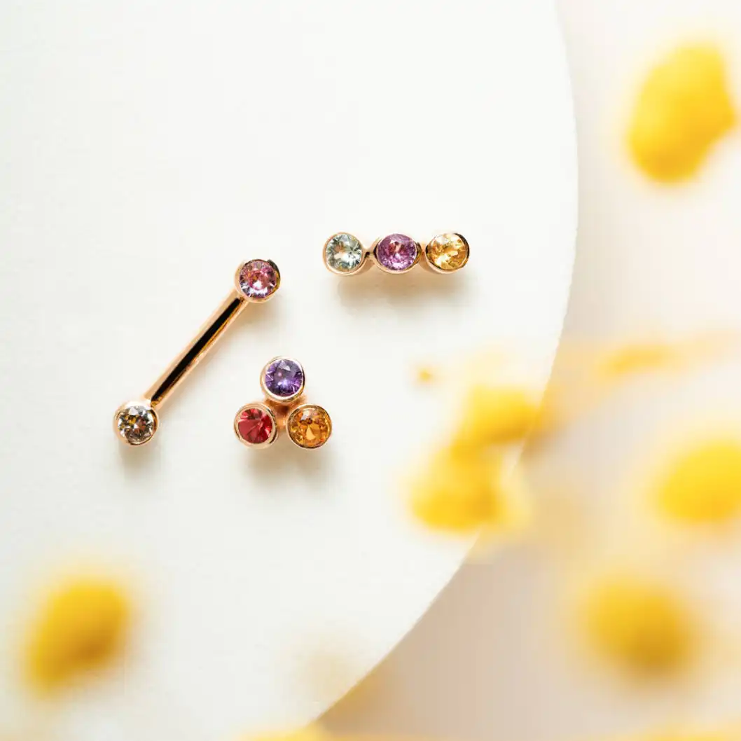 2 Renkli RoseGold Piercing