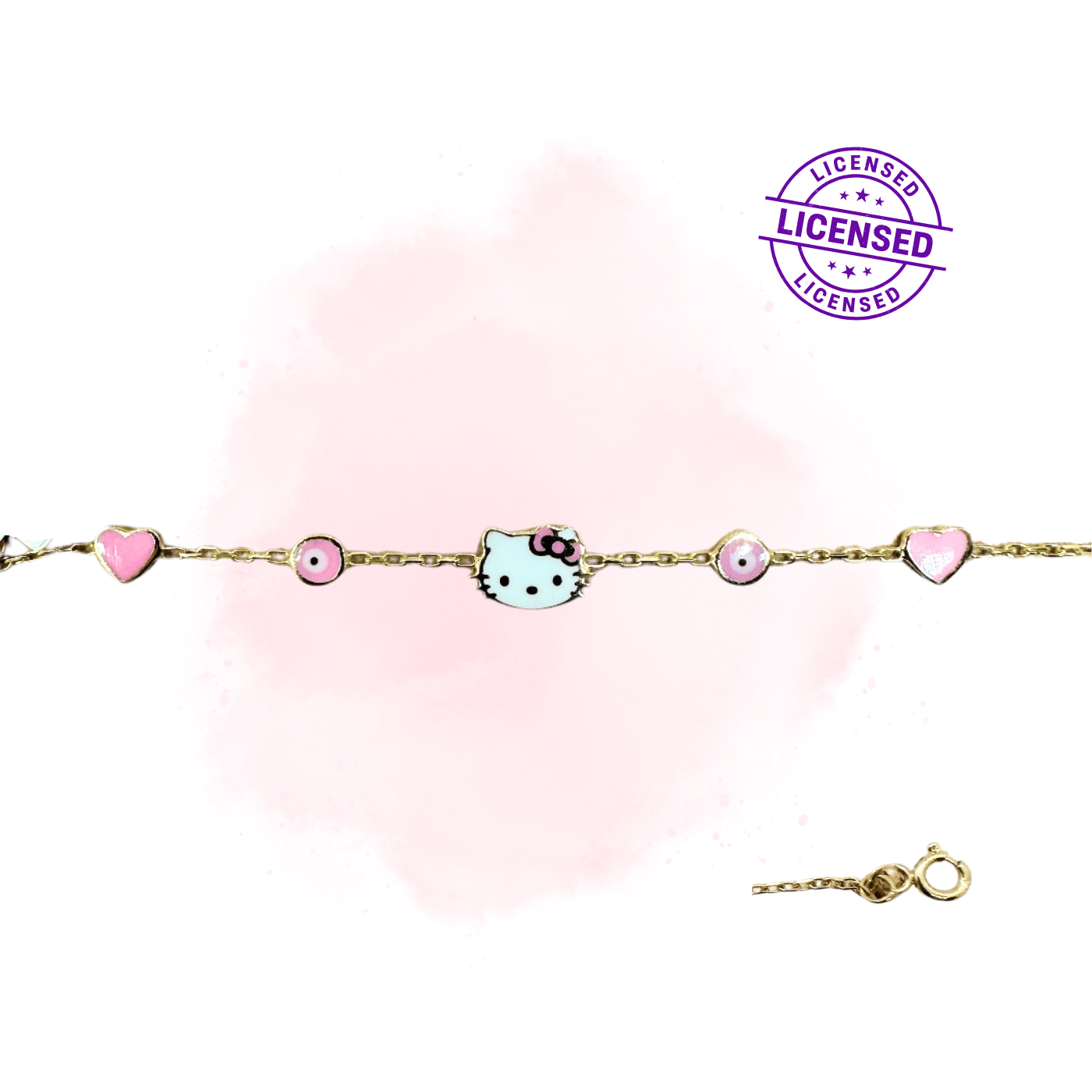 Pembe Kalpli Lisanslı Hello Kitty Bileklik