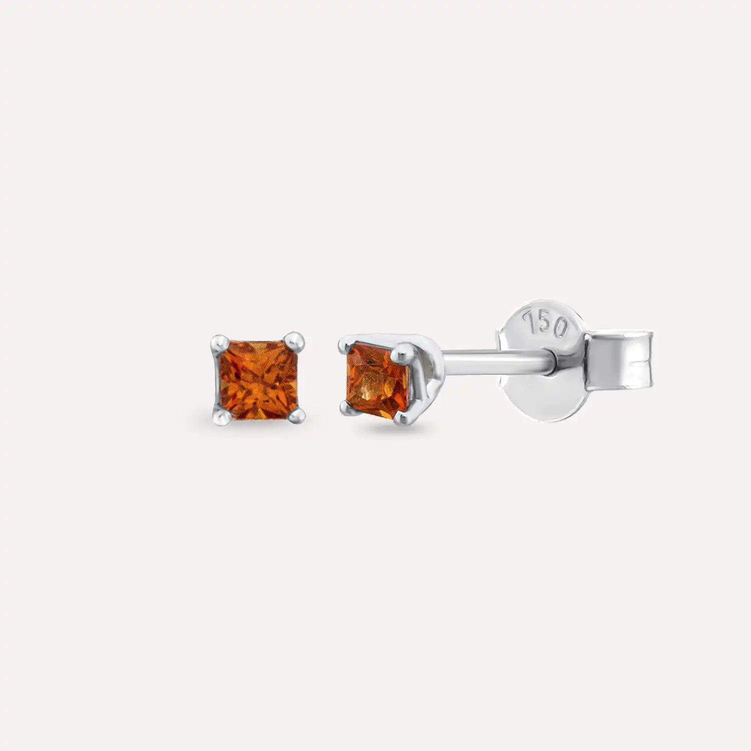 Turuncu Renk Safir Piercing Küpe