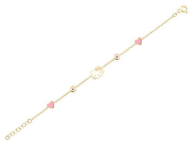 Pembe Kalpli Lisanslı Hello Kitty Bileklik