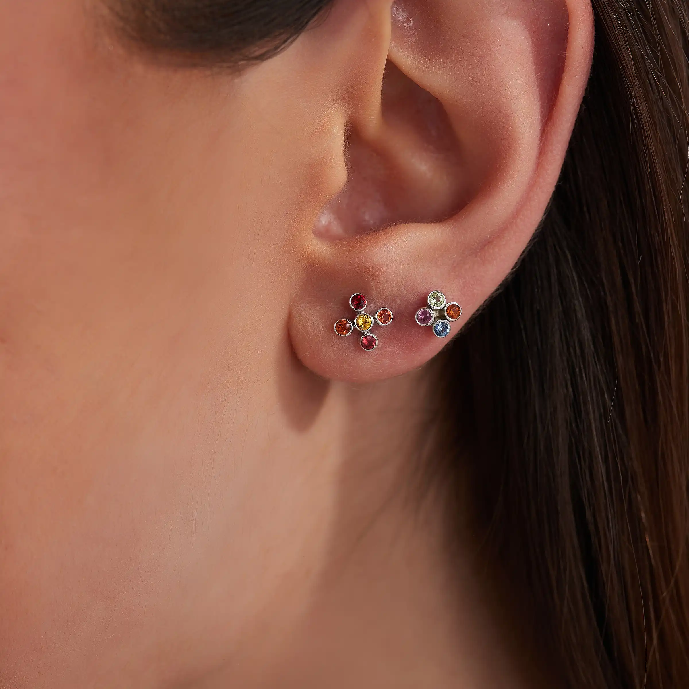 5 Turuncu Renkli RoseGold Piercing