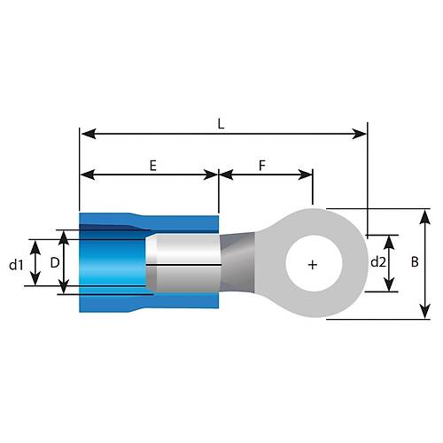 TRM TYU - 406 4.0-6.0mm² d2:4.3mm Kesit İzoleli Yuvarlak Kablo Ucu (75 Adet)