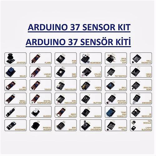 Arduino Uyumlu Sensör Modül Seti-Sensor Kit 37 Parça Plastik Kutulu