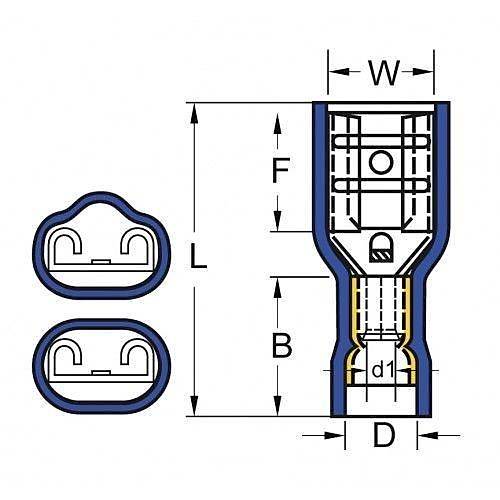 PFD - 1638 0.5-1.5mm2 Tam İzoleli Polyamid Dişi Faston Kablo Ucu Kırmızı - 100 Adet