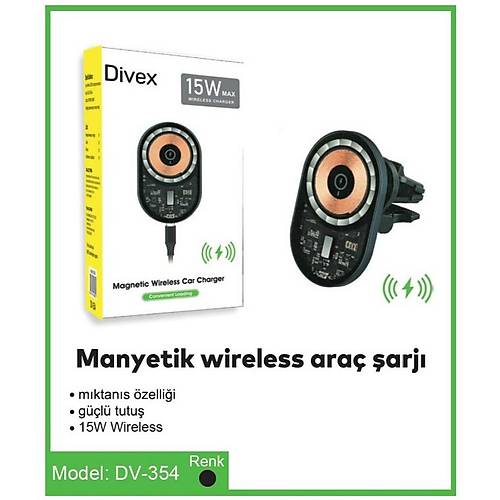 Divex Kablosuz Araç Şarj Cihazı Manyetik Wireless Şarj Aleti DV-354