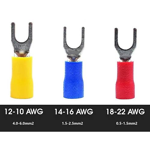 TRM TCU - 6002 1.5-2.5mm² Kesit d2: 6.5mm İzoleli Çatal Tip Kablo Ucu (200 Adet)