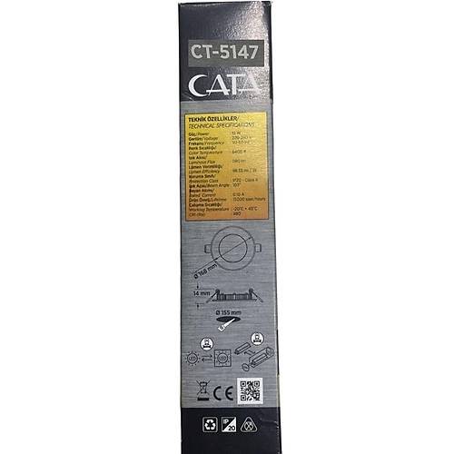 Cata CT-5147 12W 6400K Slim Panel Led Spot Beyaz Işık