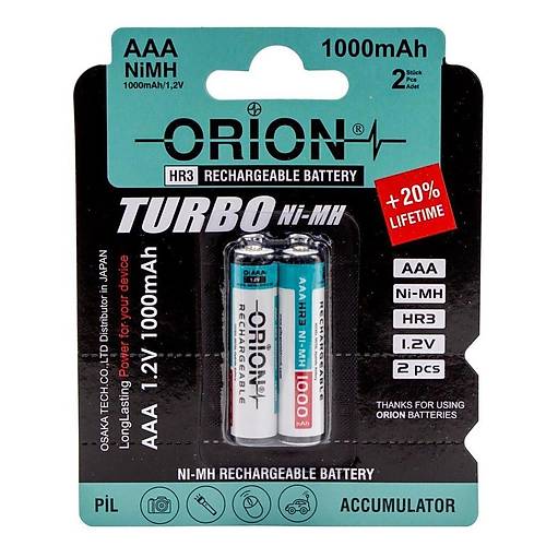 1.2V 1000mAh Ni-Mh AAA Şarj Edilebilir İnce Kalem Pil 2'Li Paket