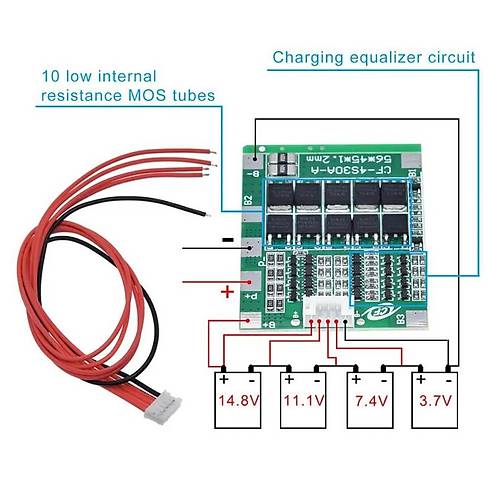 4S 30A BMS Li-İon 18650 Pil Şarj Kontrol Devresi