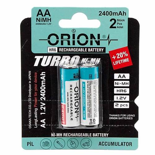 1.2V 2400mAh Ni-Mh AA Şarj Edilebilir Kalem Pil 2'Li Paket