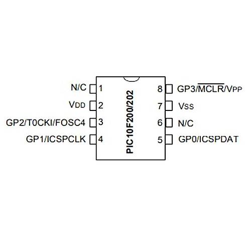 PIC10F200T I/OT SMD SOT-23 8-Bit 4Mhz Mikrodenetleyici