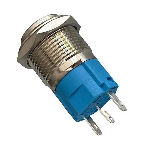 D21 16mm Metal Mavi halka Ledli Kalıcı Buton 24V