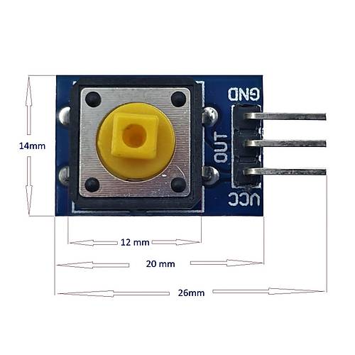12x12mm Push Buton Switch Modül Yeşil Kapak 1 Adet