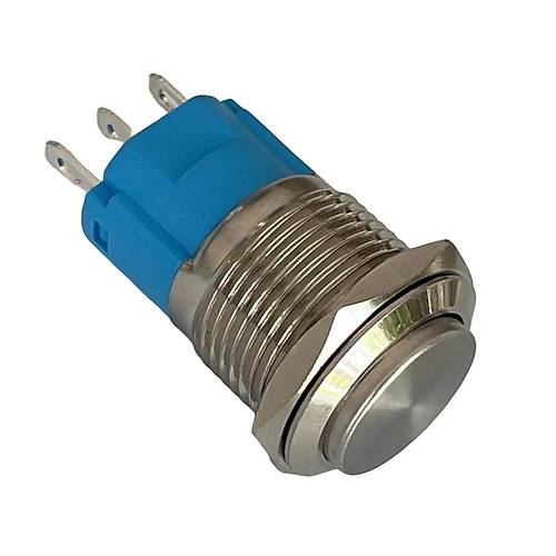 D21 16mm Metal Mavi halka Ledli Kalıcı Buton 24V