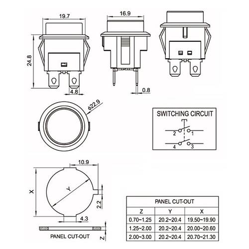 IC-180N Buton Plastik 22mm 12V 4P Kırmızı
