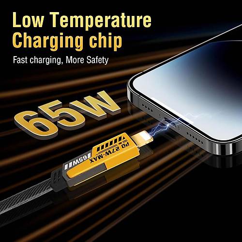 Divex TC-USB to TC-Lightning 65W/PD27W Şarj ve Veri Aktarım Kablosu DC-220