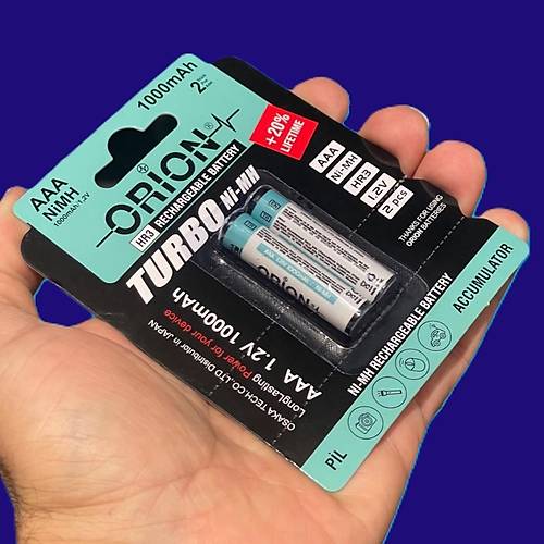 1.2V 1000mAh Ni-Mh AAA Şarj Edilebilir İnce Kalem Pil 2'Li Paket