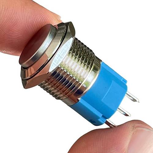 D21 16mm Metal Mavi halka Ledli Kalıcı Buton 24V