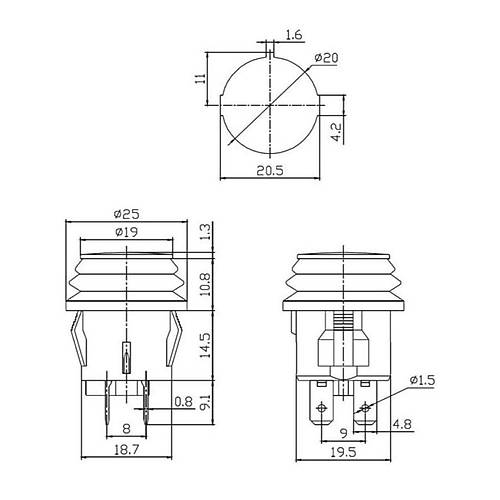 IC-180W Basmalı Yuvarlak Kırmızı Işıklı Kalıcı Körüklü Anahtar 20A 12V ASW-29D