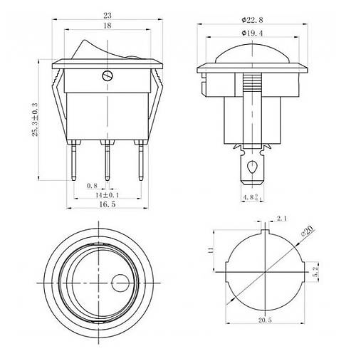 IC-132A Yuvarlak Nokta Işık Anahtar On-Off 3P 12V