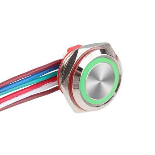 WD16C1-Wired-P1-E 16mm Dz Yayl Yeil Ikl Metal Buton - Kablolu