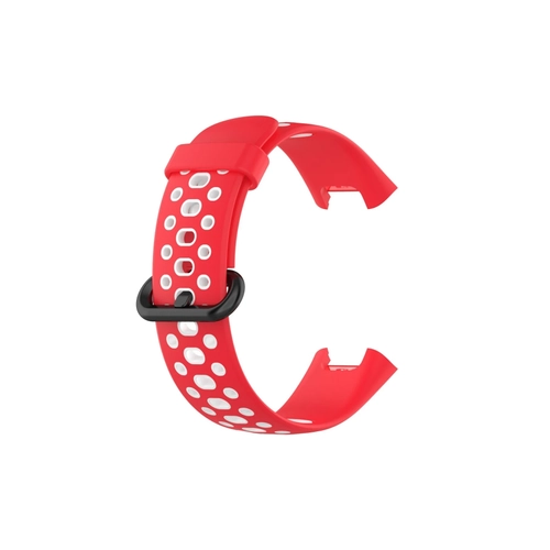Newface Xiaomi Redmi Watch 2 Spor Delikli Kordon - Krmz-Beyaz