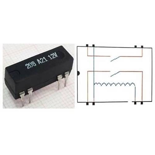 208 A21 12V Reed Röle Çift Kontak N/O 12VDC 0.5A