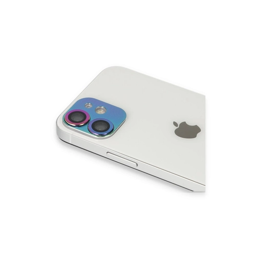 Newface iPhone 11 Pers Alminyum Kamera Lens - Rainbow