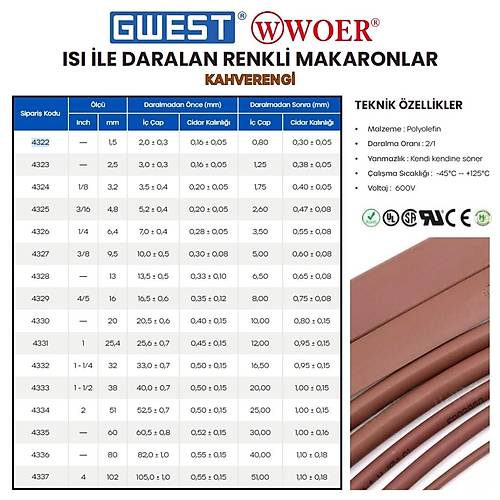Gwest Woer Is le Daralan Makaron Kahverengi 16mm 100 Metre