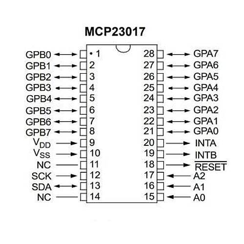 MCP23017-E/SP DIP-28 I/O oklayc Entegresi