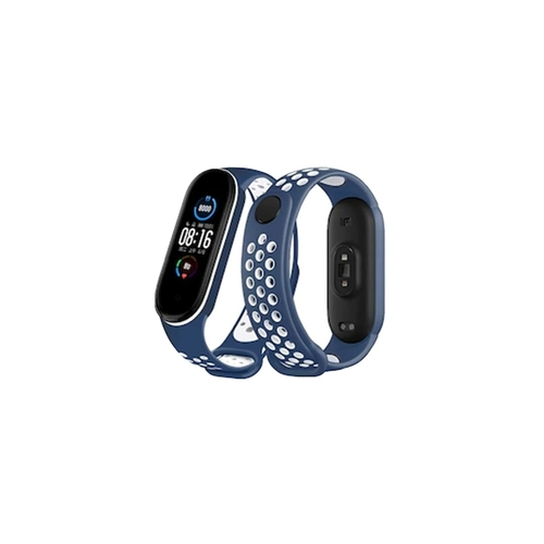 Newface Xiaomi Mi Band 6 Spor Delikli Kordon - Lacivert-Beyaz