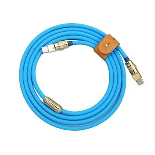 100W Mavi Type-C Silikon Hzl arj Kablosu - 1 Metre