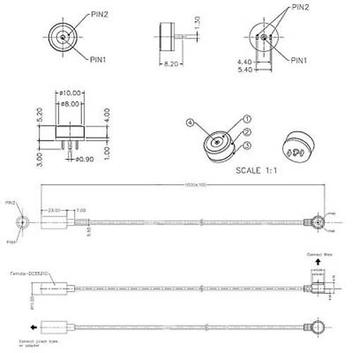 2-Pin 10mm 90C Kablolu Pogo Pin Manyetik Konnektr Takm - DC Soketli
