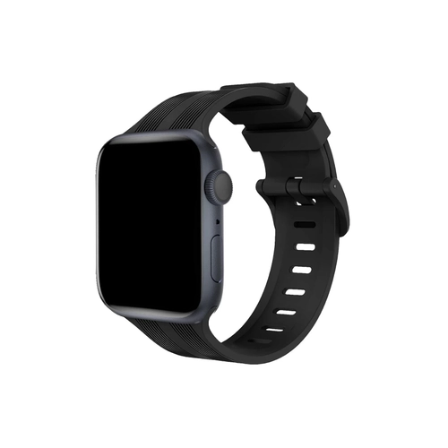 Newface Apple Watch 38mm KR408 izgili Silikon Kordon - Siyah