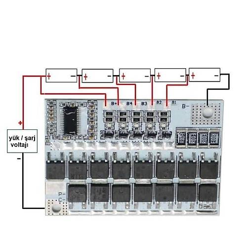 5S 100A LiFePO4 Balansl BMS Beyaz PCB