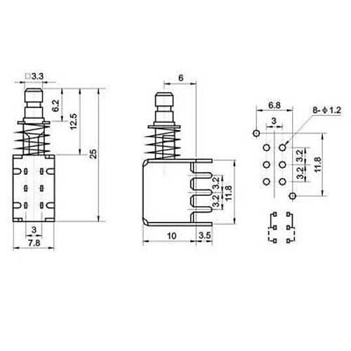 PS-22F03A2 6 Pinli Anahtarl Buton