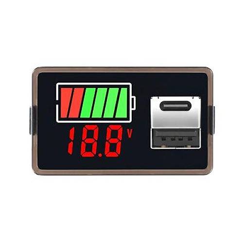 12V Ak Kapasite Gstergesi USB+Type-C - Krmz