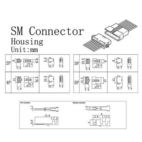 JST-SM 2.54mm 2/3/4/5 Pin Konnektr Seti - 200 Para