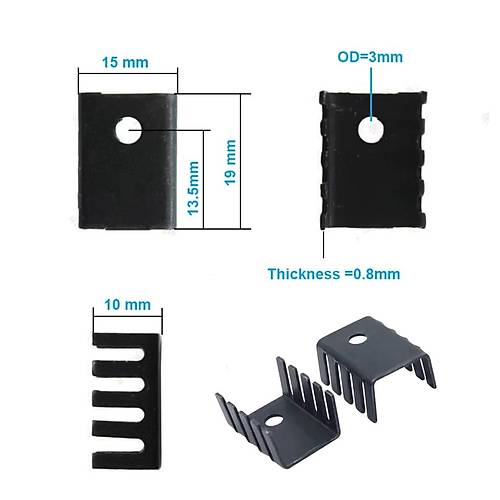 To-220 Metal Soutucu Heatsink Vida Montajl 19x15x10mm