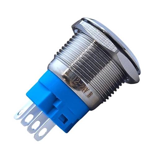 E3 19mm Metal Buton Kalcl 12-24V Yeil Led 1No/1NC
